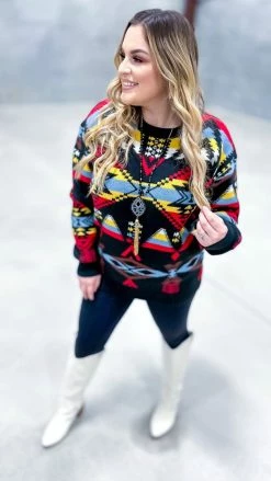 The ZigZag Stripe Adventurous Mind Sweater TOPS & TUNICS