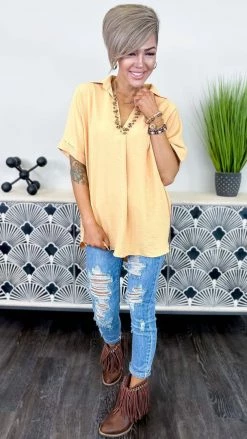 The ZigZag Stripe TOPS & TUNICS Apricot Posh Promise Top