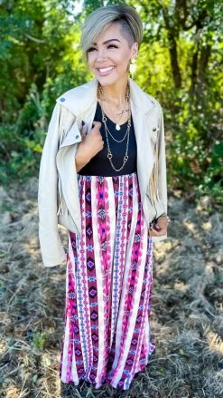 The ZigZag Stripe Aztec Euphoria Maxi Dress