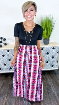 The ZigZag Stripe Aztec Euphoria Maxi Dress