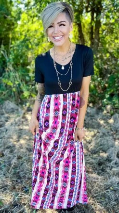 The ZigZag Stripe Aztec Euphoria Maxi Dress