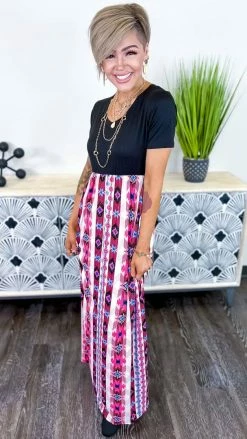 The ZigZag Stripe Aztec Euphoria Maxi Dress