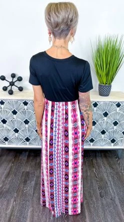 The ZigZag Stripe Aztec Euphoria Maxi Dress