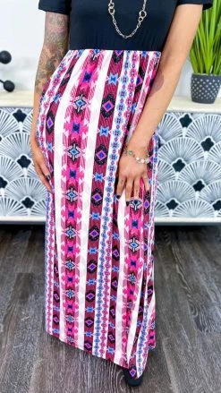 The ZigZag Stripe Aztec Euphoria Maxi Dress