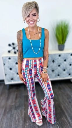 The ZigZag Stripe Aztec Simple Flare Pants [NO RETURNS]