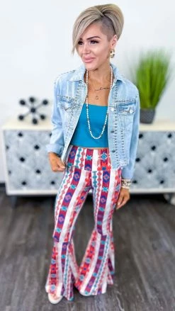 The ZigZag Stripe Aztec Simple Flare Pants [NO RETURNS]