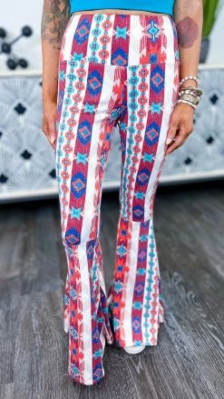 The ZigZag Stripe Aztec Simple Flare Pants [NO RETURNS]