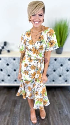 Southern Grace Beige Sangria Sunsets Dress