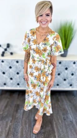 Southern Grace Beige Sangria Sunsets Dress