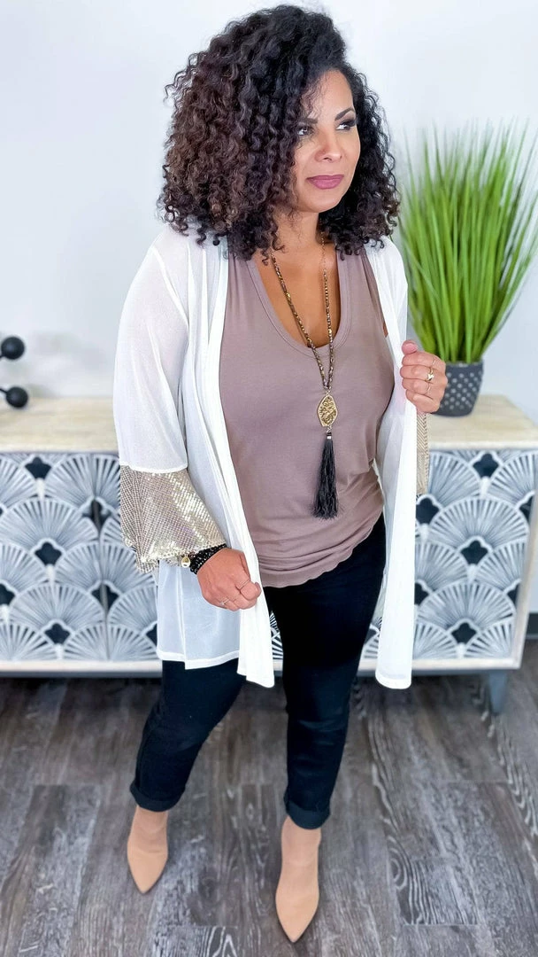 Origami Beige Step Above Simple Cardigan