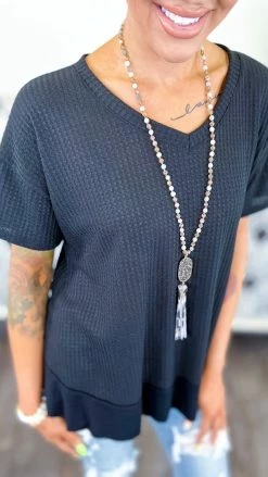 The ZigZag Stripe TOPS & TUNICS Black A Cut Above Top