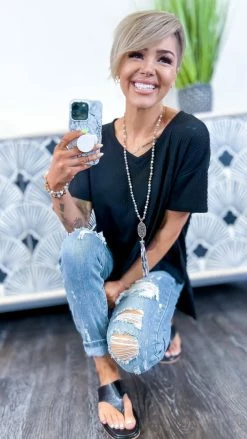 The ZigZag Stripe TOPS & TUNICS Black A Cut Above Top