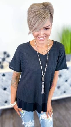 The ZigZag Stripe TOPS & TUNICS Black A Cut Above Top