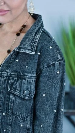 BiBi OUTERWEAR Black All Over Studded Denim Jacket