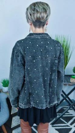 BiBi OUTERWEAR Black All Over Studded Denim Jacket