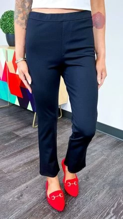 The ZigZag Stripe Black Basic Ponte Pants BOTTOMS