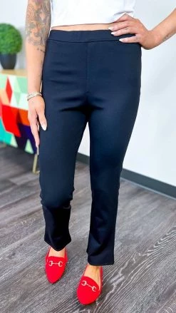 The ZigZag Stripe Black Basic Ponte Pants BOTTOMS