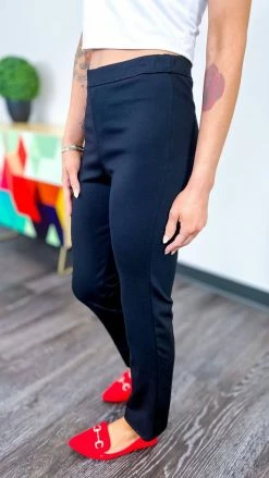 The ZigZag Stripe Black Basic Ponte Pants BOTTOMS