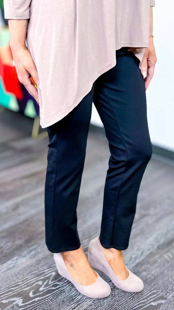 The ZigZag Stripe Black Basic Ponte Pants BOTTOMS