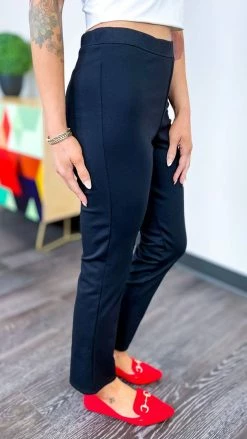 The ZigZag Stripe Black Basic Ponte Pants BOTTOMS