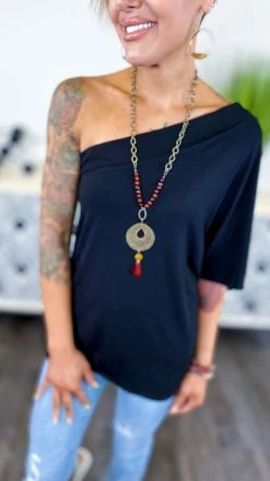 The ZigZag Stripe Black Best Side Top TOPS & TUNICS