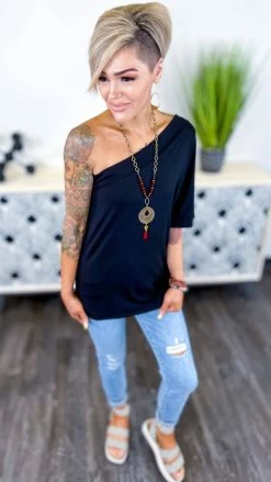 The ZigZag Stripe Black Best Side Top TOPS & TUNICS