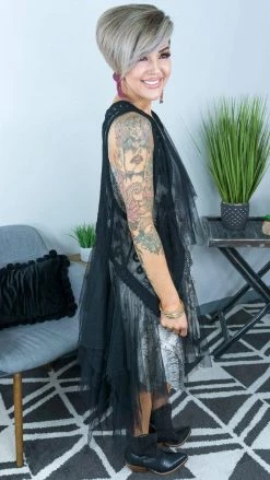 Origami Black Boho Nights Vest