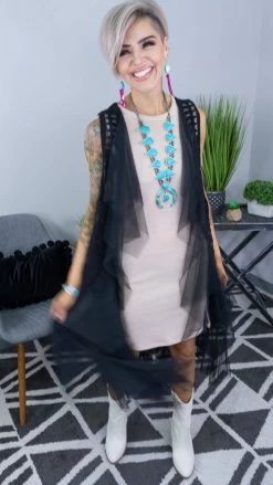 Origami Black Boho Nights Vest