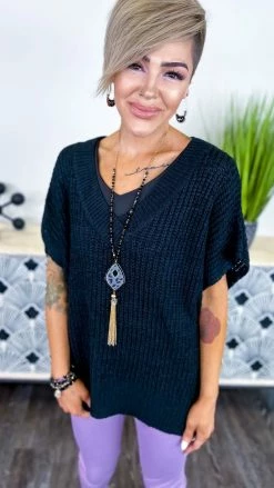 The ZigZag Stripe Black Call Me Confident Sweater TOPS & TUNICS