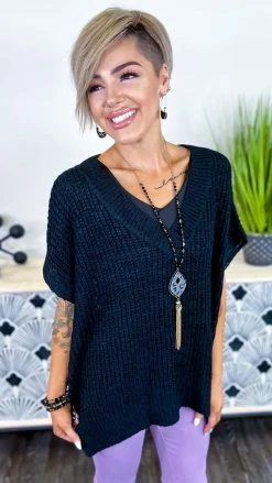 The ZigZag Stripe Black Call Me Confident Sweater TOPS & TUNICS