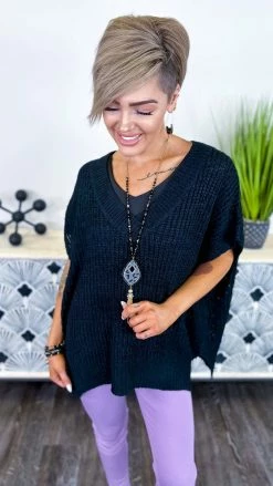 The ZigZag Stripe Black Call Me Confident Sweater TOPS & TUNICS