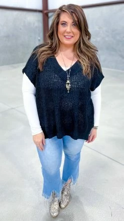 The ZigZag Stripe Black Call Me Confident Sweater TOPS & TUNICS