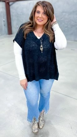 The ZigZag Stripe Black Call Me Confident Sweater TOPS & TUNICS