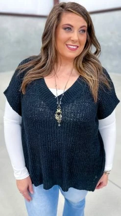 The ZigZag Stripe Black Call Me Confident Sweater TOPS & TUNICS