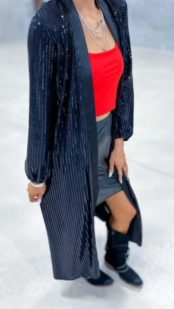 The ZigZag Stripe OUTERWEAR Black Celebrity Treatment Cardigan