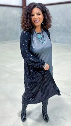 The ZigZag Stripe OUTERWEAR Black Celebrity Treatment Cardigan