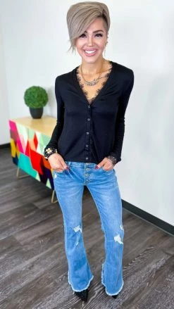 Zenana Black Charming Days Cardigan