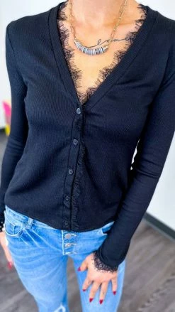 Zenana Black Charming Days Cardigan