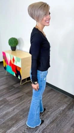 Zenana Black Charming Days Cardigan