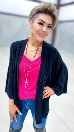 The ZigZag Stripe OUTERWEAR Black Chime In Cardigan