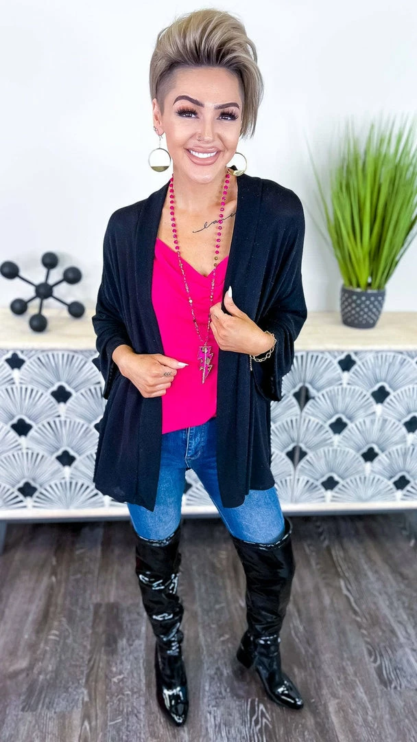 The ZigZag Stripe OUTERWEAR Black Chime In Cardigan