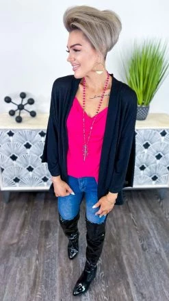 The ZigZag Stripe OUTERWEAR Black Chime In Cardigan