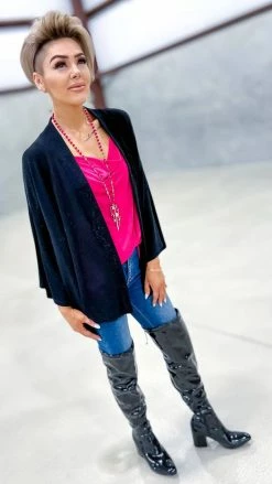 The ZigZag Stripe OUTERWEAR Black Chime In Cardigan