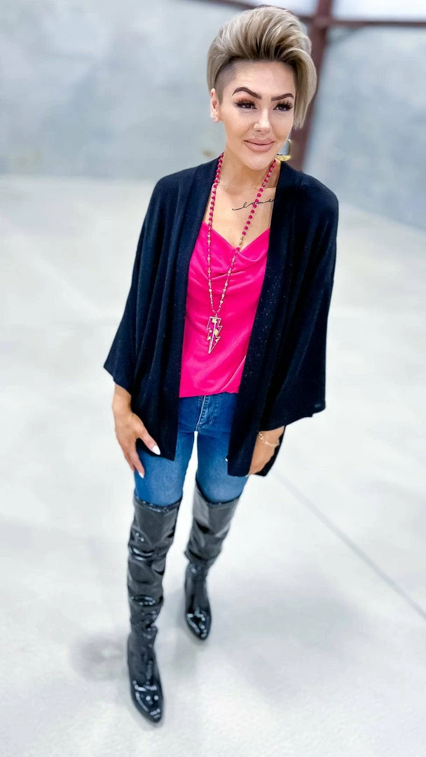 The ZigZag Stripe OUTERWEAR Black Chime In Cardigan