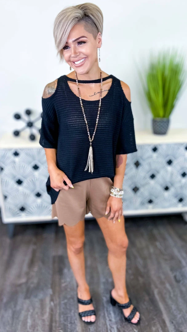 The ZigZag Stripe Black Cinema Date Top TOPS & TUNICS