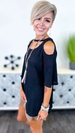 The ZigZag Stripe Black Cinema Date Top TOPS & TUNICS