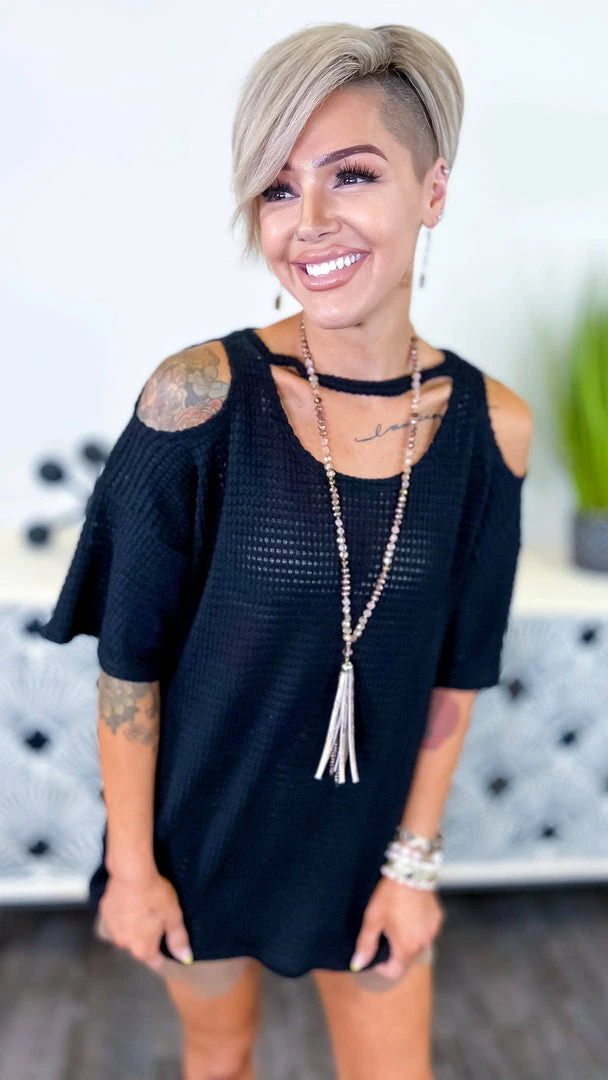 The ZigZag Stripe Black Cinema Date Top TOPS & TUNICS