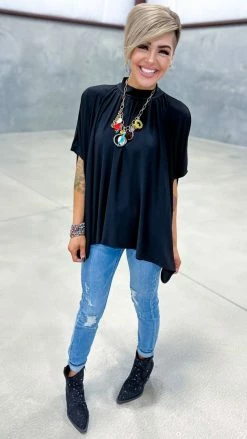 The ZigZag Stripe Black City Gal Top