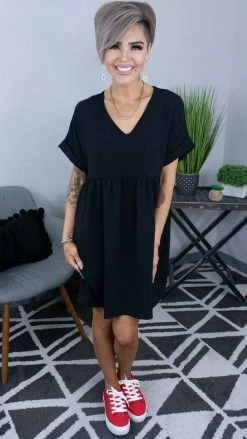 The ZigZag Stripe Black City Sleek Dress