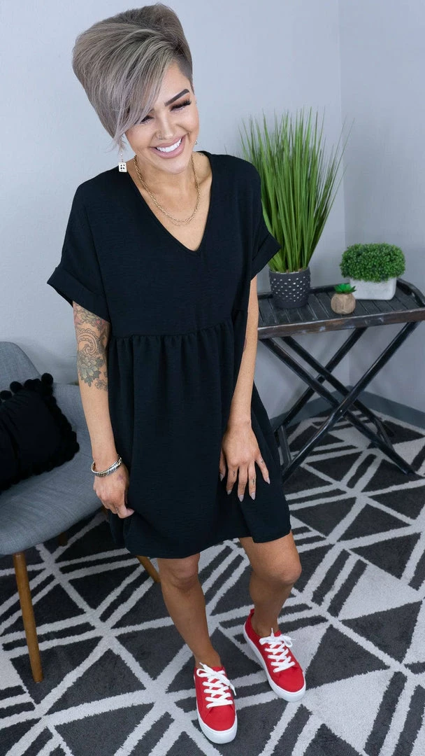 The ZigZag Stripe Black City Sleek Dress